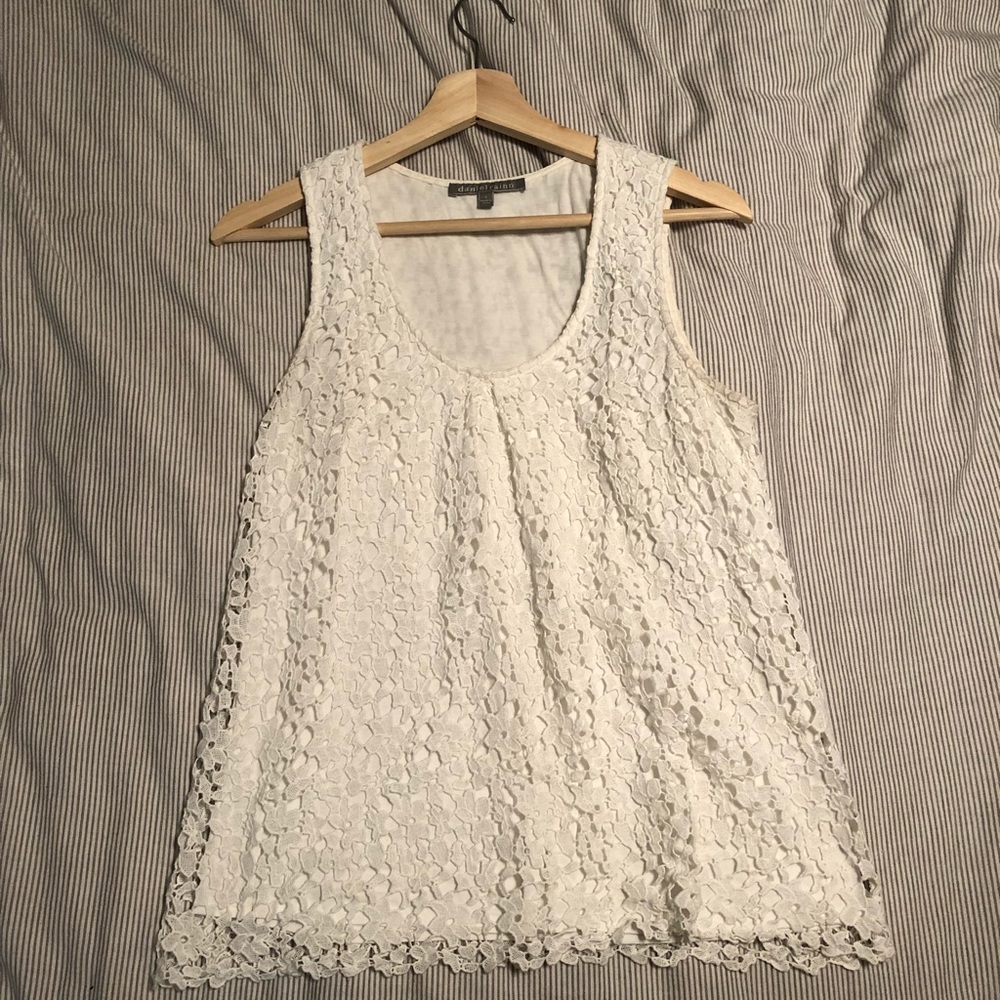 White Crochet Lace Top || Small